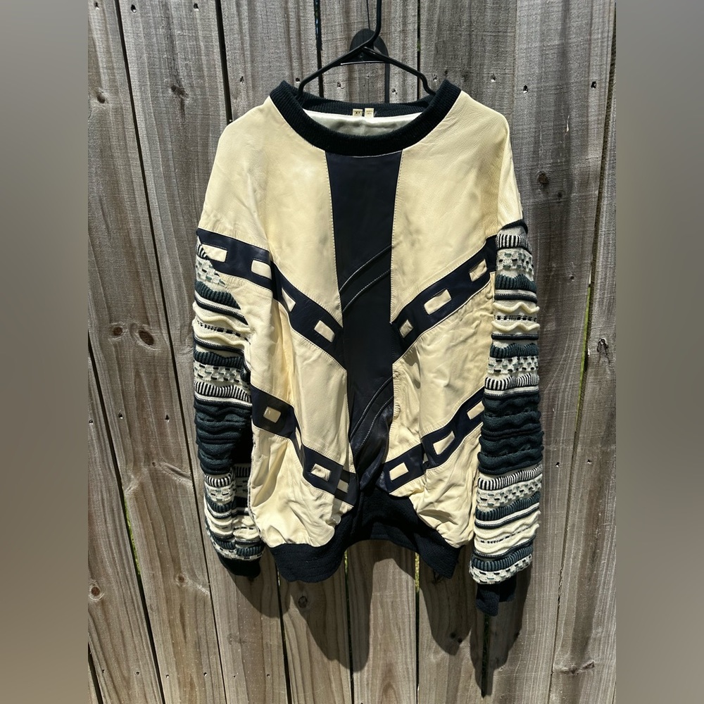 Vintage Man Art Leather Sweater